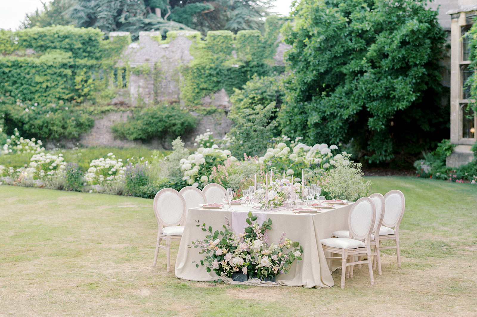 A wedding breakfast set in the grounds of Thornbury Castle,
