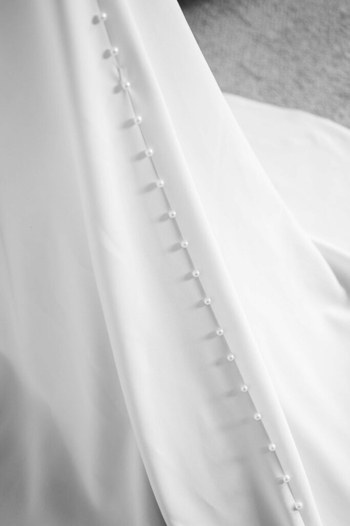 Button detail on bridal gown